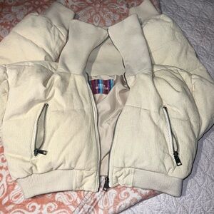Urban Outfitters Corduroy Puffer Jacket - Cream